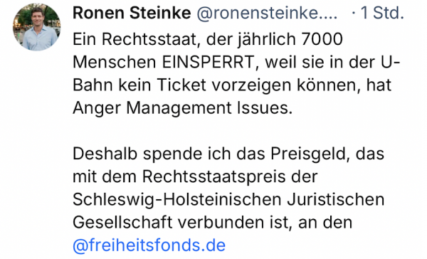 Bluesky Post des Juristen Ronen Steinke
